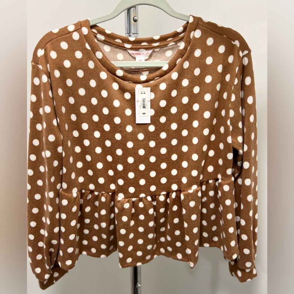 Joe Fresh x Jillian Harris Peplum Polka Dot Long Sleeve